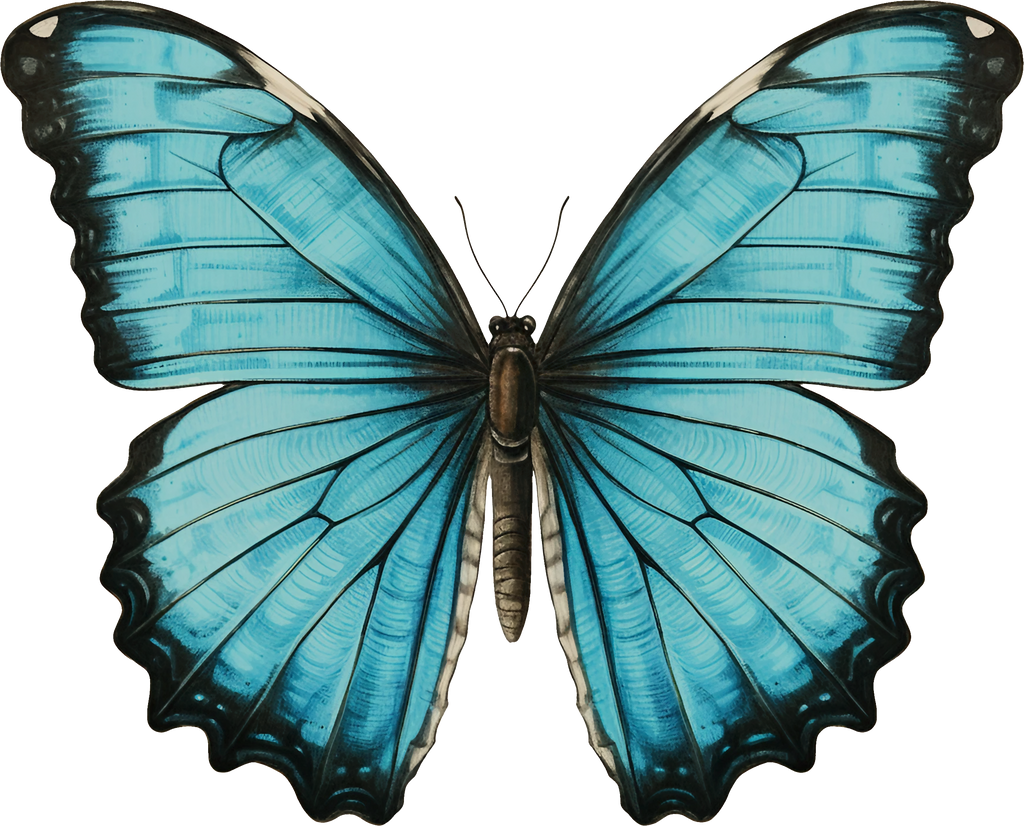 Vintage Blue Watercolor Butterfly